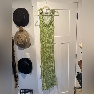 Reformation Light Green Patterned Maxi Dress